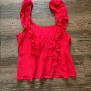 LC Lauren Conrad Vibrant Red Ruffled Blouse